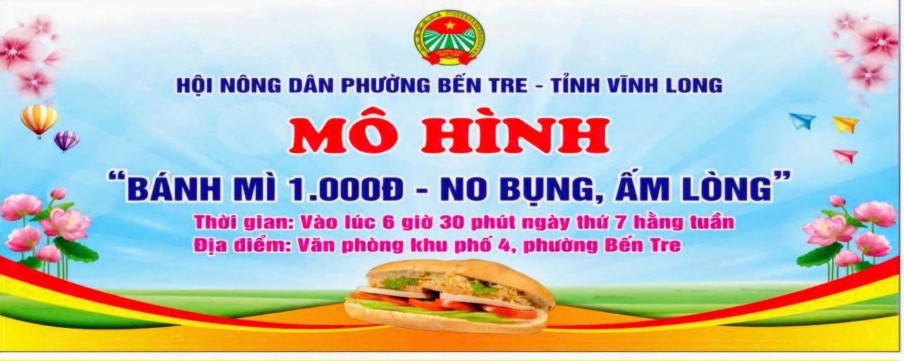 Hội Nông dân phường Bến Tre thực hiện Mô hình "Bánh mì 1.000Đ - No bụng, ấm lòng"