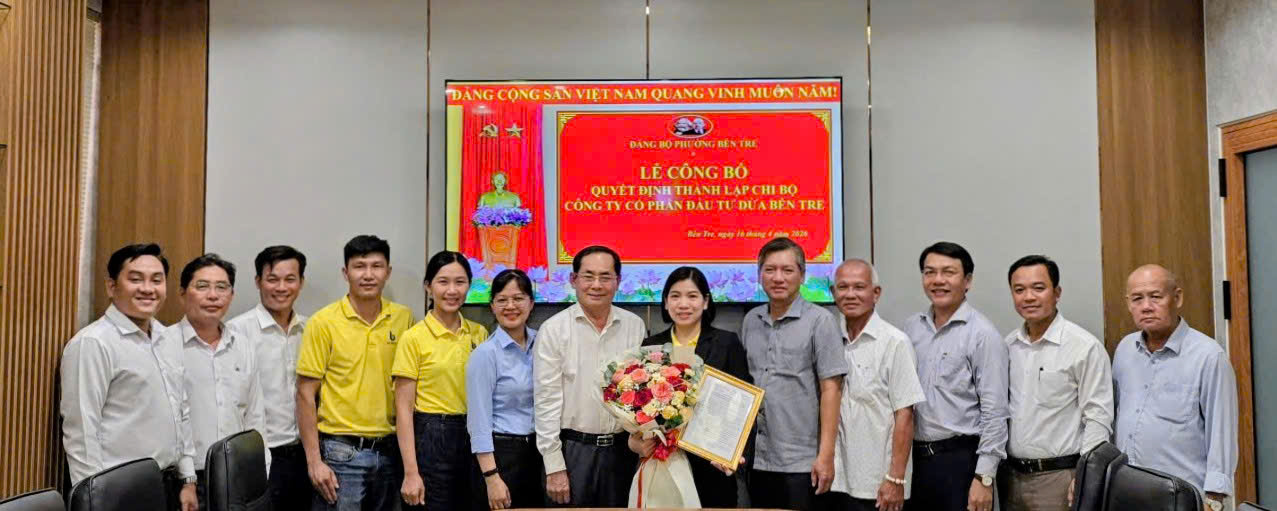Đảng bộ phường Bến Tre thành lập Chi bộ Công ty Cổ phần Đầu tư Dừa Bến Tre